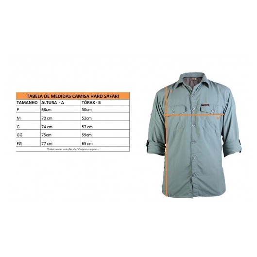 CAMISA SAFARI M/LONGA MASCULINA HARD ADVENTURE CHUMBO