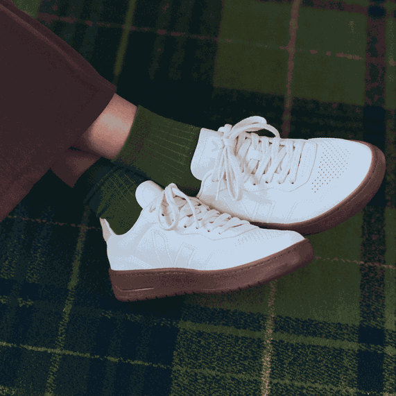TÊNIS VEJA MASCULINO V-90 LEATHER WHITE PIERRE ALMOND