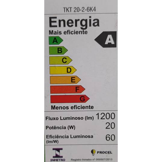 LÂMPADA FLUORESCENTE COMPACTA TASCHIBRA LUZ BRANCA 6400K 3U 20W 220 V