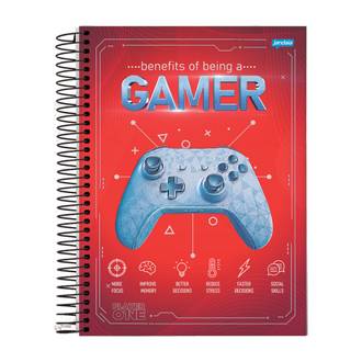 CADERNO UNIV CAPA DURA 10X1 160FLS - PLAYER 1 - UN - JANDAIA