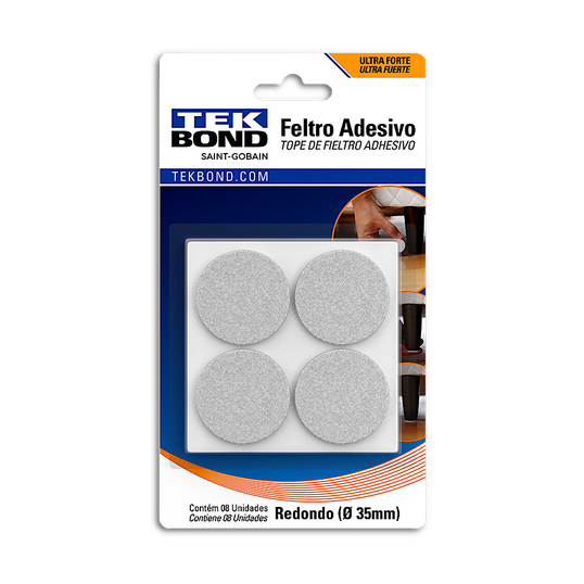 FELTRO ADESIVO TEKBOND REDONDO BRANCO 35MM