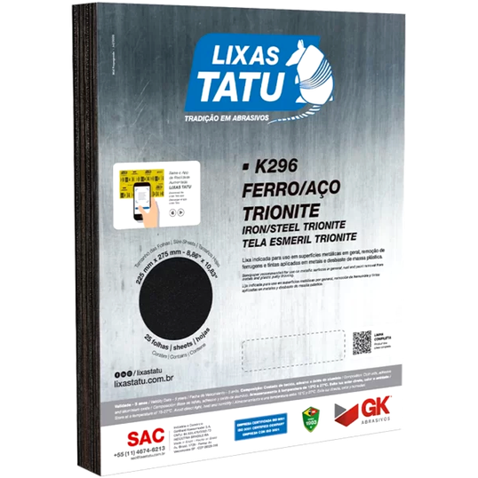 FOLHA DE LIXA FERRO TATU GRÃO 320