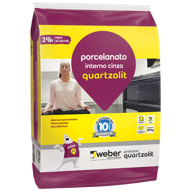 ARGAMASSA QUARTZOLIT PORCELANATO 20 KG CINZA USO INTERNO