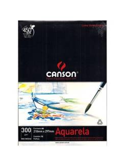 BLOCO AQUARELA 300G A4 12FL  - BRANCO - PCT 10 - CANSON