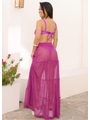 SAÍDA DE PRAIA SAIA LONGA TULE EM LISTRAS ROXO FÚCSIA COLEÇÃO SUNSET - 2