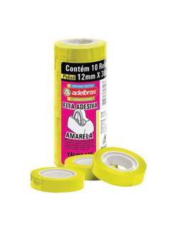 FITA ADESIVA COLORIDA 12X10  - AMARELA - PCT 10 - ADELBRAS
