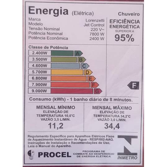 CHUVEIRO ELÉTRICO JET CONTROL ELETRÔNICA LORENZETTI 220 V 7800 W