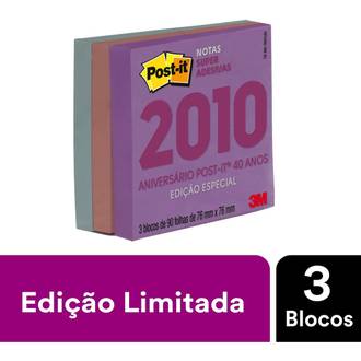 POST IT BLOCO ADESIVO 270F - 76X76 - C/3 P/ VIAJAR - UN - 3M