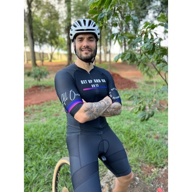 Camisa All Over Masculina Coleção Life Get Up And Go Preta e Roxa
