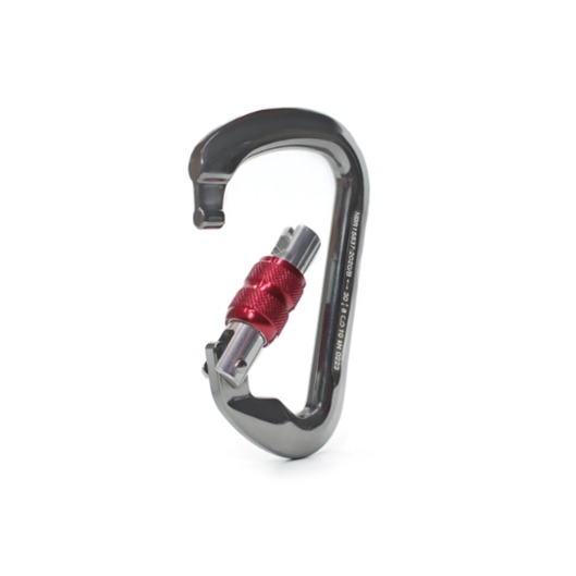 MOSQUETÃO ALUMINIO D TRV ROSCA CURVO 30KN SIDEUP CINZA/VERMELHO