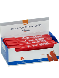 MARCADOR PINCEL PERMANENTE RECARREGAVEL - VERMELHO - CX 12 - BRW