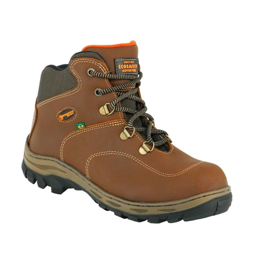BOTA ADVENTURE DE TRILHA UNISEX EM COURO PS-410 ECOSAFETY MARROM