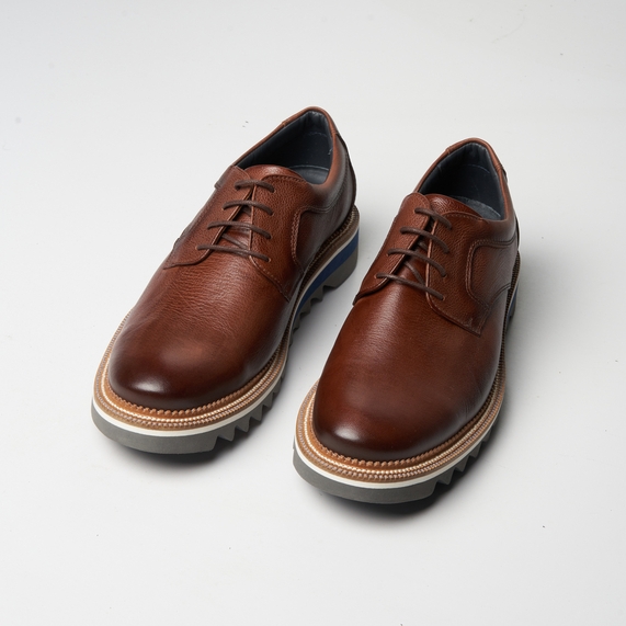 SAPATO MASCULINO CASUAL DERBY COURO MARROM PADRÃO