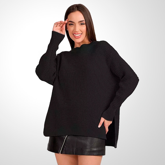 BLUSA FEMININA EM TRICOT PRETA PADRÃO
