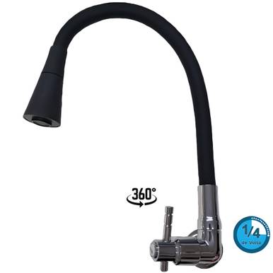 TORNEIRA PARA PIA PIM BICA MÓVEL FLEXÍVEL PAREDE CONE PRETO 4999 C37