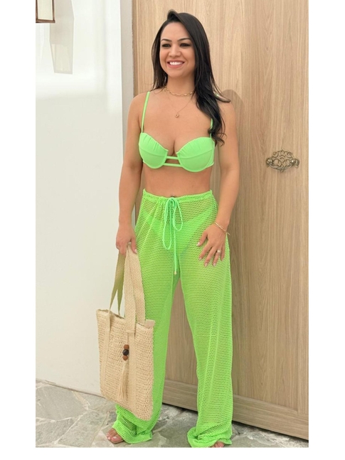 SAÍDA DE PRAIA CALÇA NO ARRASTÃO VERDE NEON COLEÇÃO NEON 3103