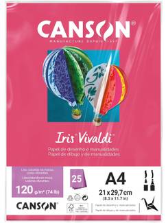 PAPEL IRIS VIVALDE 120G 25FL A4 - ROSA ESCURO - UN - CANSON