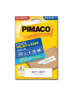 ETIQUETA INKJET/LASER A5 12FL - A5Q-35105 - 35X105 - UN - PIMACO