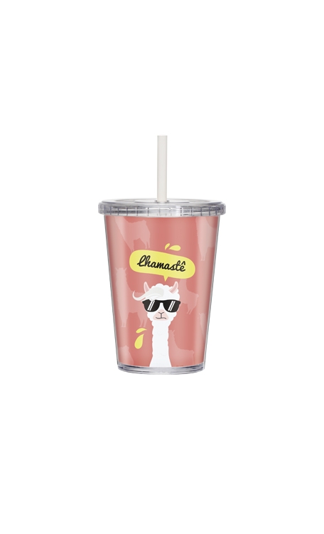 Copo Boccati Duplo 670ml com tampa e canudo (Lhama)