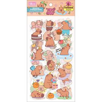 ADESIVO DECORADO TRANSPARENTE 6 FLS - CAPYCLUB - UN - TILIBRA