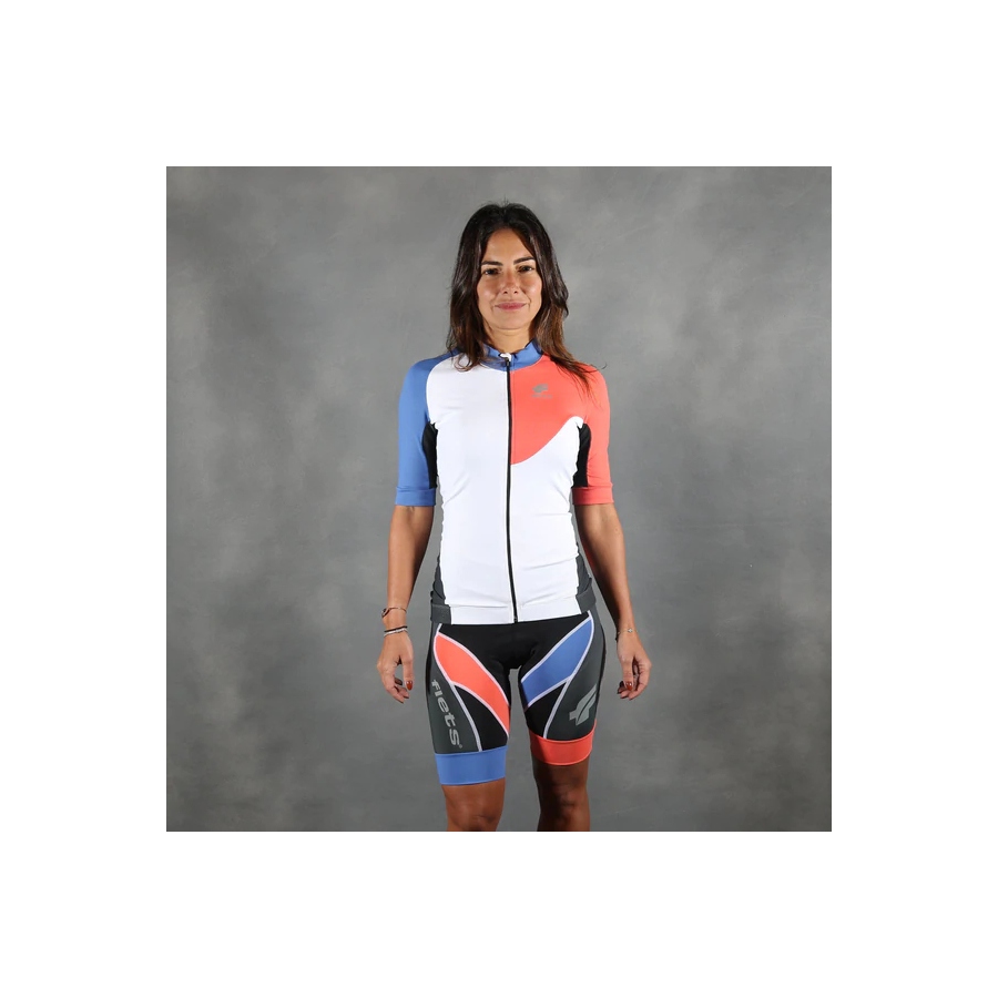 Camisa Flets Feminina Branca e Coral