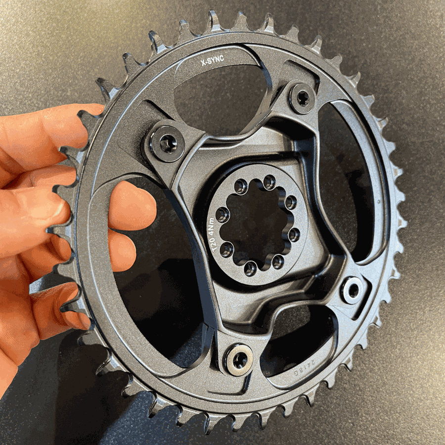 Coroa Sram Original X-Sync de 8 Parafusos com 107 BCD Preta e Prata