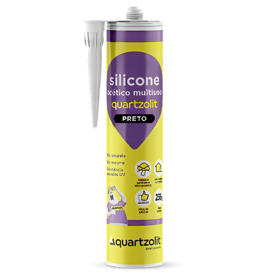 SILICONE ACÉTICO MULTIUSO QUARTZOLIT PRETO 256g