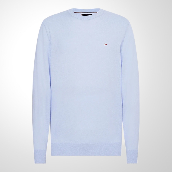 SUÉTER TOMMY HILFIGER MASCULINO CLÁSSICO GOLA C AZUL CLARO