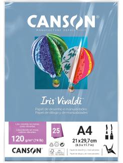 PAPEL IRIS VIVALDE 120G 25FL A4 - AZUL ROYAL - UN - CANSON
