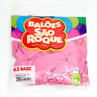 BALAO 6,5 LISO BASIC C/50  - ROSA - UN - SAO ROQUE