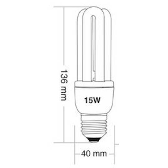 LÂMPADA FLUORESCENTE COMPACTA TASCHIBRA LUZ BRANCA 6400K 3U 15W 220 V