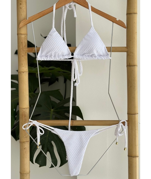BIQUÍNI CORTININHA CALCINHA DE AMARRAR BRANCO COLEÇÃO MARÉ CHEIA