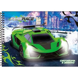CADERNO DESENHO CAPA DURA 80FLS - ESPIRAL - FAST RACE - PCT 4 - JANDAIA