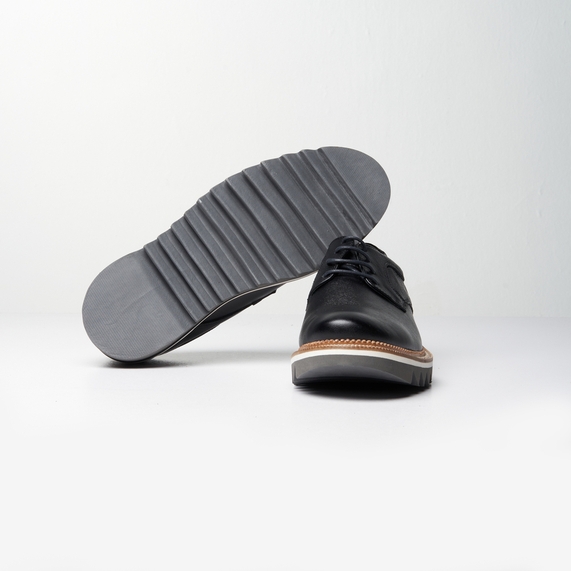 SAPATO MASCULINO CASUAL DERBY COURO PRETO PADRÃO