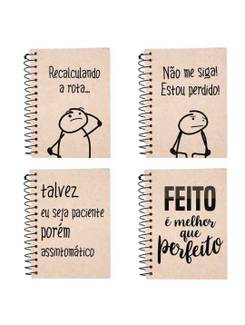 CADERNETA 1/8 FRASES 80FLS - ESPIRAL - PCT 4 - KIT