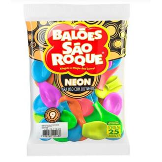 BALAO 9 NEON C/25 SORTIDO - UN - SAO ROQUE