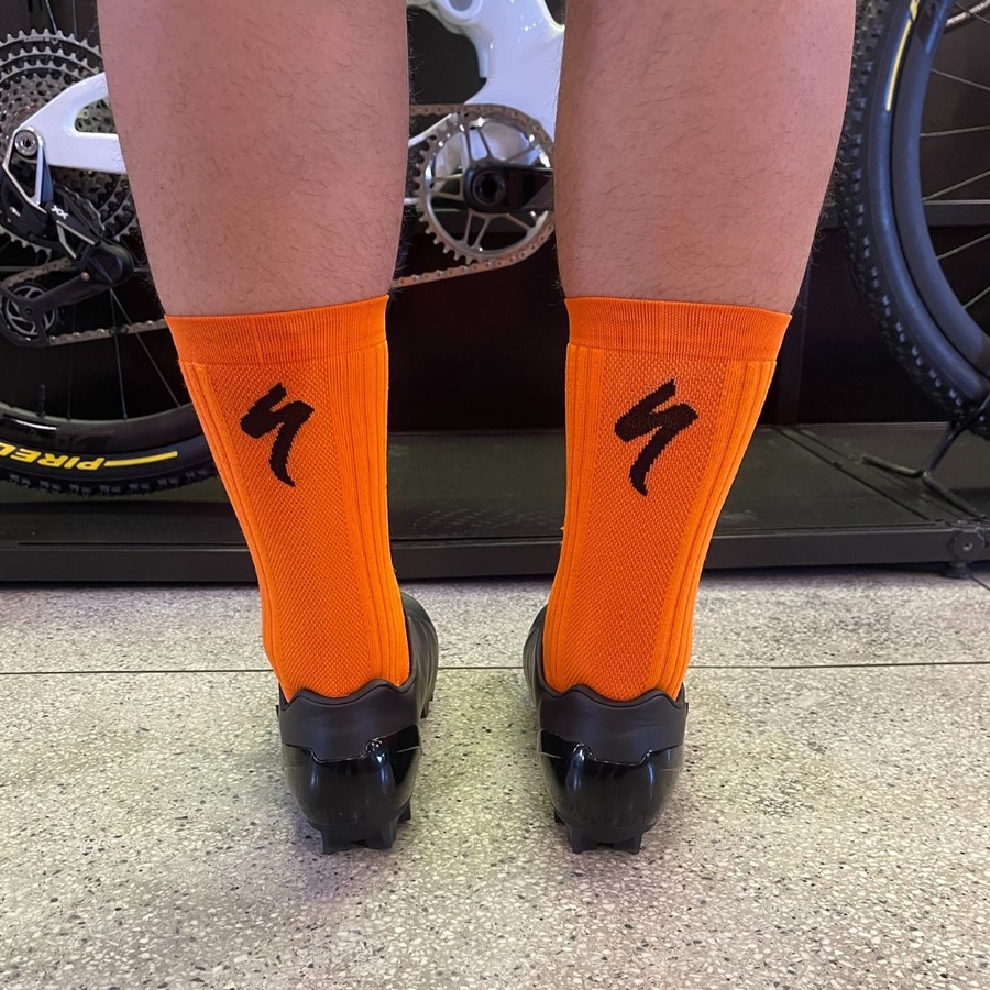 Meia Specialized Cano Alto Hydrogen Aero Road Laranja