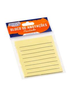 BLOCO ADESIVO ANOTACOES PAUTAD 50F - 76X76MM - BA7652 - AMARELO - UN - BRW