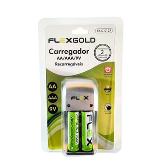 CARREGADOR P/PILHA  C/AA FX-C17/2P - PRATA - UN - X-CELL