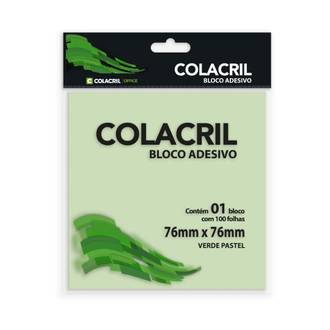 BLOCO ADESIVO 100F - 76X76MM - 301A11C631C - VERDE PASTEL - UN - COLACRIL