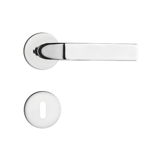 FECHADURA PADO COPA 40 mm ROSETA REDONDA Cilindro: 55 mm Ref: 962-80 Acabamento: Cromado (CR). Aplicação: Interna