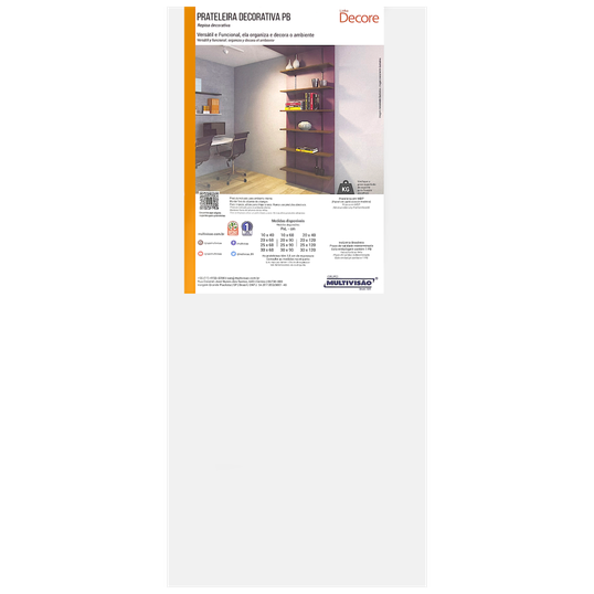 PRATELEIRA DECORATIVA MDP MULTIVISÃO 20 X 60 BRANCO