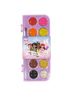 AQUARELA EM PASTILHA C/PINCEL C/12 CORES - PRINCESAS - 4725 - PCT 10 - DAC