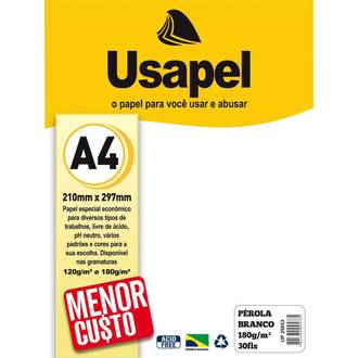 PAPEL PEROLA 180G 30FL A4 25053 - BRANCO - UN - USAPEL