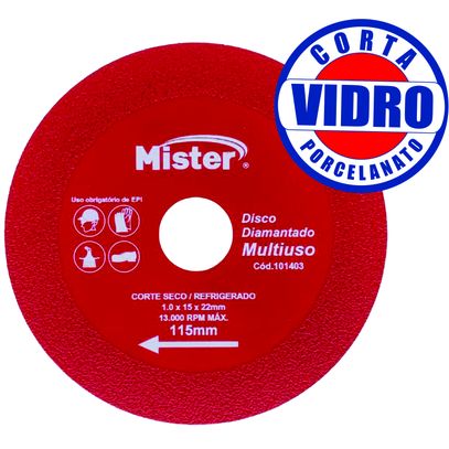 DISCO DIAMANTADO MULTICORTE MISTER 4,5(115x15x22) PORC/VIDRO