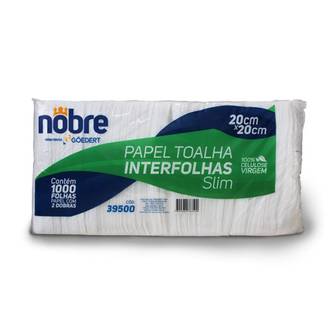 PAPEL TOALHA INTERFOLHADO 18X20CM - 100% CELULOSE - C/1000 - UN - NOBRE