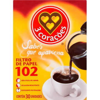 FILTRO DE PAPEL 102 C/30 - UN - 3 CORACOES
