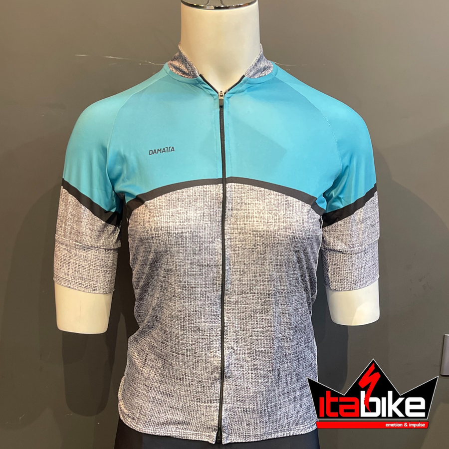 Camisa Damatta Bike Retro Cinza e Azul