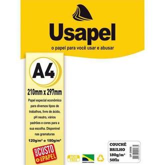 PAPEL COUCHE 120G 50FL A4 BRILHO - 25007 - BRANCO - UN - USAPEL