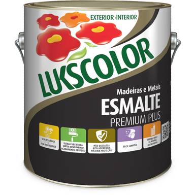 ESMALTE SINTÉTICO LUKSCOLOR (base solvente) Acabamento: FOSCO Cor: PRETO 3.6L